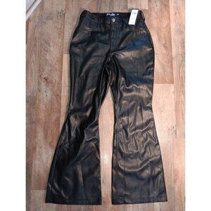 90's Hollister Faux Black Leather Womens Pants Ulra Hi Rise Flare Stretch 30 Nwt